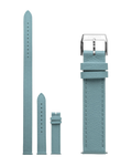 16mm blue double tour leather watch strap with silver buckle