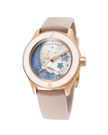 UNDONE x Cinnamoroll Moonbeam Cuddle watch with rose gold case and Cinnamoroll dial on cream leather strap
