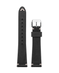 20mm black leather watch strap with silver buckle