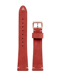 20mm red leather watch strap with rose gold buckle