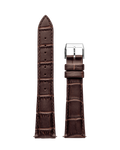 20mm brown alligator-pattern leather watch strap with silver buckle