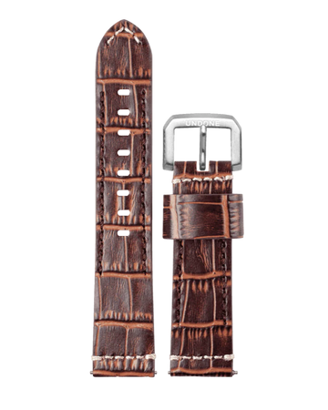 22mm Alligator Brown with Beige stitching