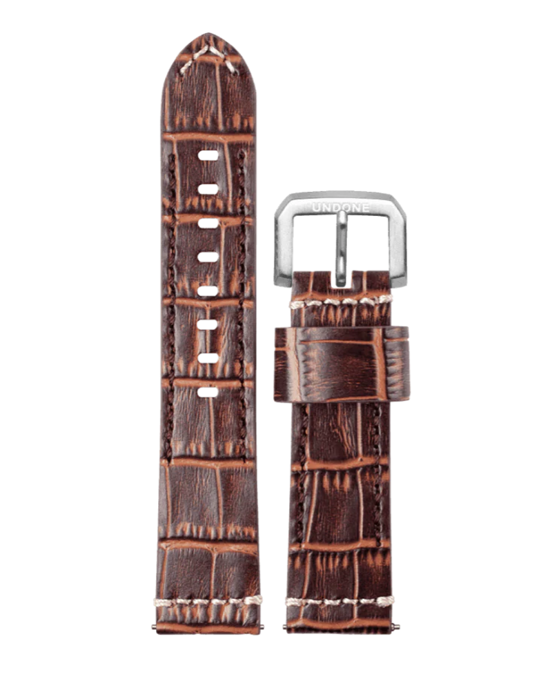 22mm Alligator Brown with Beige stitching