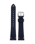 20mm blue vintage leather watch strap with silver buckle
